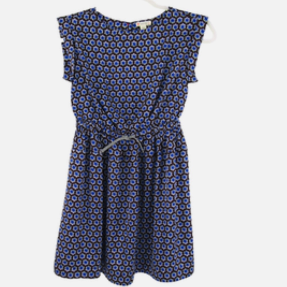 Crewcuts blue and Brown Star Drawstring Waist Dress Size 14